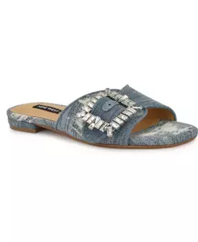 Женские плоские шлепанцы Laniey с декоративными элементами Nine West, синий
