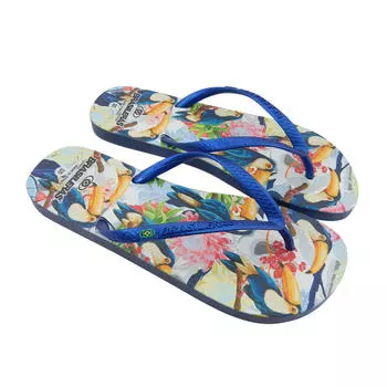 Женские пляжные шлепанцы Brasileras на синей резиновой подошве, синий / синий