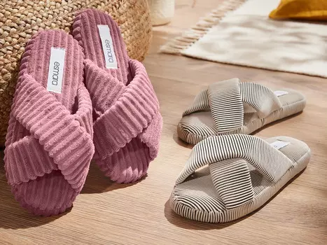 Женские плюшевые тапочки esmara, пушистые и теплые, бежевый/черный