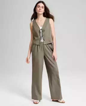 Женские полосатые брюки с широкими штанинами и завязками сбоку And Now This, серый