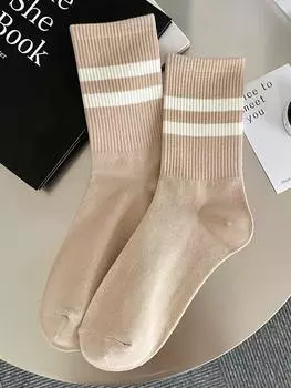 Женские полосатые носки с круглым вырезом, многоцветный