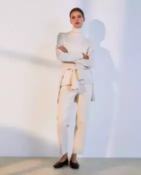 Женские полуоблегающие трикотажные брюки Woman El Corte Ingls, цвет 120 Crudo