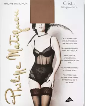 Женские полупрозрачные самонесущие чулки Philippe Matignon плотностью 30 ден, цвет Natural