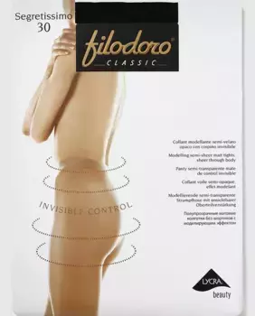 Женские полупрозрачные трусики Filodoro invisible control плотностью 30 ден, черный