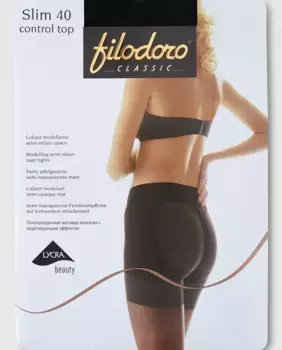Женские полупрозрачные трусики Filodoro плотностью 40 ден с утягивающим поясом, черный