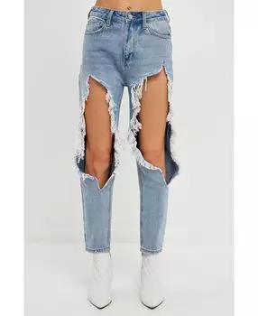 Женские потертые джинсы с высокой талией endless rose