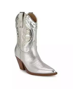 Женские повседневные ботильоны в стиле вестерн с острым носком Puzz Nine West, серебро