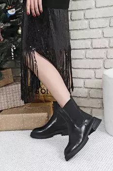 Женские повседневные ботинки челси из натуральной кожи с круглым носком и термоподошвой на каблуке 51457 GNDER(R)