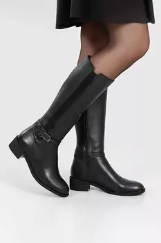 Женские повседневные ботинки из натуральной кожи с круглым носком, резиновой подошвой, каблуком и застежкой-молнией 44596 GNDER(R), черный