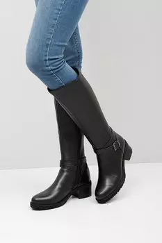 Женские повседневные ботинки из натуральной кожи с круглым носком, резиновой подошвой, каблуком, застежкой-молнией и пряжкой, 43575 GNDER(R)