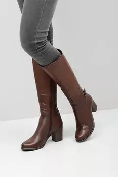 Женские повседневные ботинки из натуральной кожи с круглым носком, резиновой подошвой, каблуком, застежкой-молнией и пряжкой, 46501 GNDER(R), коричневый