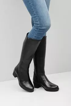 Женские повседневные ботинки на молнии из натуральной кожи с круглым носком и резиновой подошвой на каблуке 44567 GNDER(R), черный