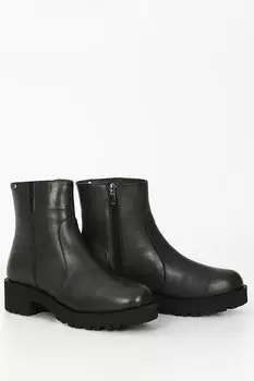 Женские повседневные ботинки на молнии из натуральной кожи с круглым носком на резиновой подошве цвета хаки 52421 GNDER(R)