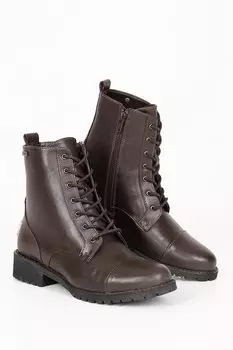 Женские повседневные ботинки на шнуровке с круглым носком и резиновой подошвой на каблуке, 20498 GNDER(R), коричневый