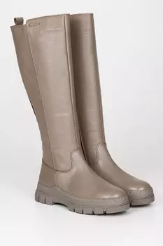 Женские повседневные ботинки на танкетке и молнии из натуральной кожи с круглым носком 47521 GNDER(R), норка