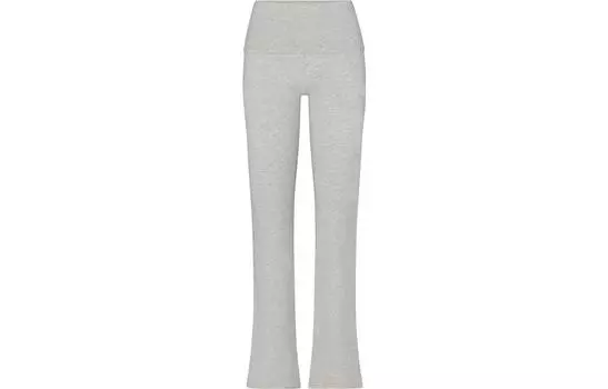 Женские повседневные брюки с отворотами из хлопкового джерси SKIMS, светло-серый меланж/светло-серый меланж