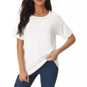 Женские повседневные футболки с коротким рукавом, базовые летние вязаные топы, свободная однотонная блузка Seta T, белый