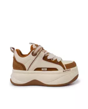 Женские повседневные кроссовки на платформе и широких шнурках Buffalo, бежевый
