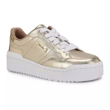 Женские повседневные кроссовки на платформе на шнуровке Nine West Aleno, золотой
