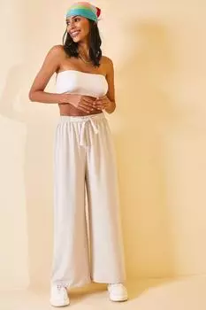 Женские повседневные льняные брюки каменного цвета XHAN, серый