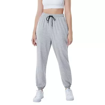 Женские повседневные мешковатые спортивные штаны с высокой талией, брюки для бега, спортивные брюки для отдыха с карманами MISSKY, серый