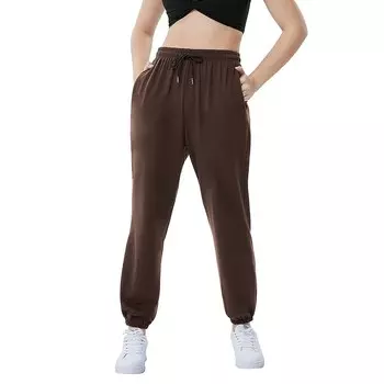 Женские повседневные мешковатые спортивные штаны с высокой талией, брюки для бега, спортивные брюки для отдыха с карманами MISSKY, цвет Coffee