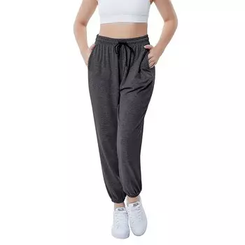 Женские повседневные мешковатые спортивные штаны с высокой талией, брюки для бега, спортивные брюки для отдыха с карманами MISSKY, цвет Dark Grey
