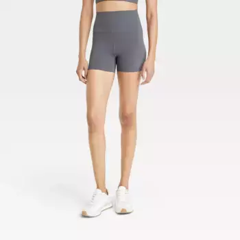Женские повседневные мягкие велосипедные шорты с ультравысокой посадкой 4 дюйма - All In Motion, цвет Dark Gray