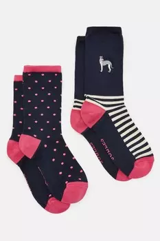 Женские повседневные носки, 2 пары (размер 4 8) Joules, синий