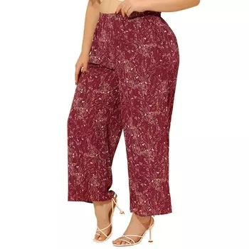 Женские повседневные широкие брюки с высокой талией больших размеров, длинные брюки Palazzo Lounge, брюки Agnes Orinda, красный