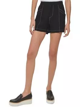 Женские повседневные шорты с высокой посадкой и стежками DKNY, черный