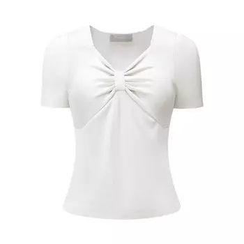 Женские повседневные вязаные топы в рубчик с вырезом сердечком и короткими рукавами Hombety, белый