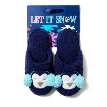 Женские праздничные тапочки Cozyfoams с потертостями и подарочным пакетом Dearfoams, цвет blue penguin
