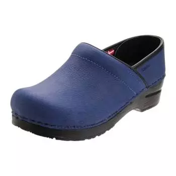 Женские профессиональные закрытые кожаные сабо Oil темно-синего цвета Sanita
