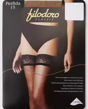 Женские прозрачные самонесущие чулки Filodoro плотностью 15 ден, цвет Natural