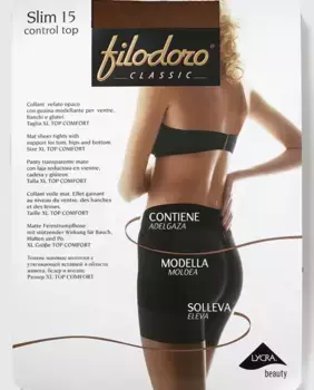 Женские прозрачные трусики Filodoro плотностью 15 ден с утягивающим поясом, цвет Topo