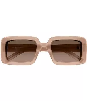 Женские прямоугольные солнцезащитные очки Saint Laurent New Wave 52 мм, бежевый