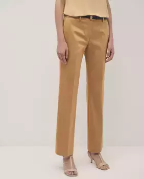Женские прямые атласные брюки из хлопка Roberto Verino, цвет Mostaza