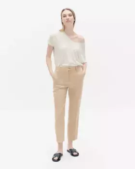 Женские прямые брюки 100% лен покроя 7/13 Caroll, бежевый
