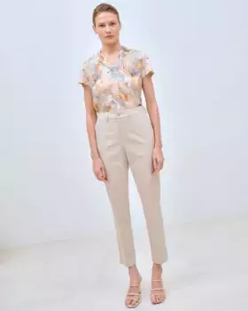 Женские прямые брюки длиной до щиколотки из однотонной ткани Lasserre, цвет Piedra