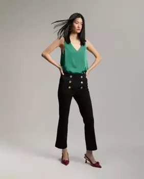 Женские прямые брюки длиной до щиколотки с пуговицами Lola Casademunt, черный