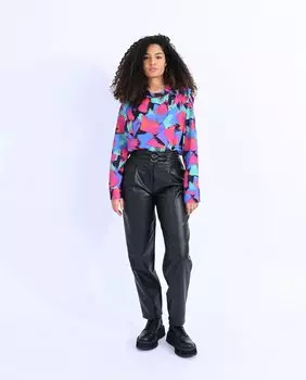 Женские прямые брюки длиной до щиколотки с эффектом кожи Lili Sidonio, черный