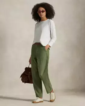 Женские прямые брюки из хлопка Polo Ralph Lauren, темно-зеленый