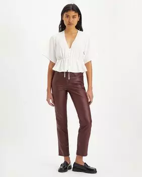 Женские прямые брюки из искусственной кожи 724 с высокой посадкой Levi's, темно коричневый