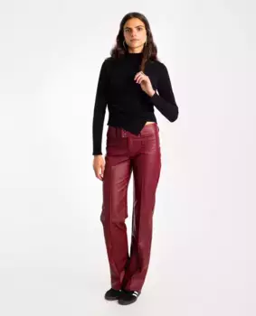 Женские прямые брюки из искусственной кожи оверсайз The-Are, красный