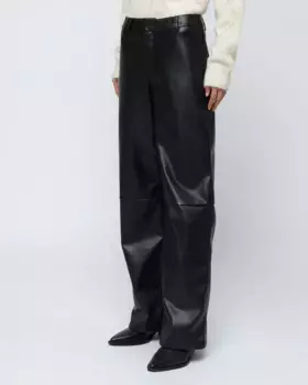 Женские прямые брюки из искусственной кожи Wild Pony, черный