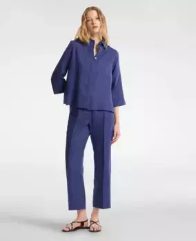 Женские прямые брюки из льна с отутюженной стрелкой Elena Mir, синий