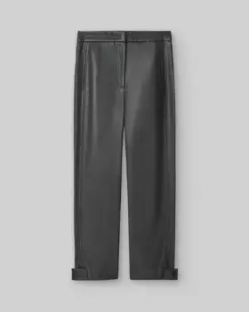 Женские прямые брюки из нетканой кожи с карманами в боковых швах Adolfo Dominguez, темно-серый