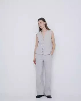 Женские прямые брюки из пике с карманами Yerse, бежевый