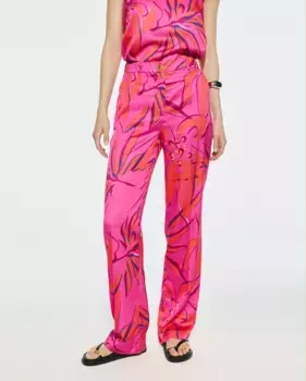 Женские прямые брюки из сатина с шлевками Lola Casademunt, розовый